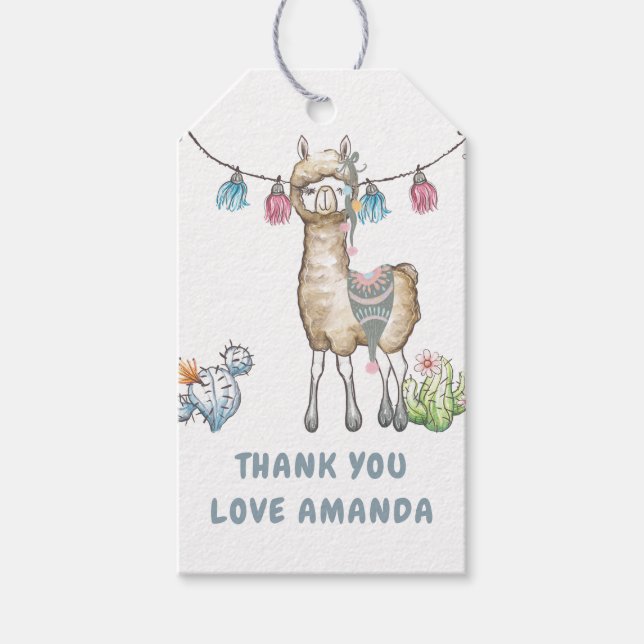Llama Kids Birthday Party Gift Tags (Front)