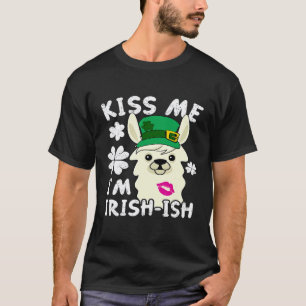Llama Kiss Me Im Irish ish Alpaca St Patricks Da T-Shirt