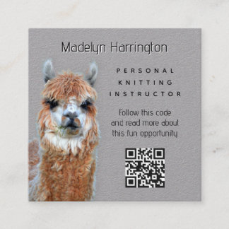 Llama Knitting Instructor QR code Business Card