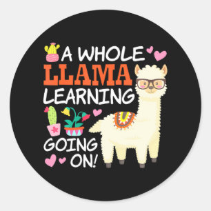 Llama Learning Teachers Students Alpaca Lovers Classic Round Sticker