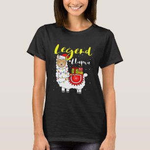 Llama Legend Lights Santa Hat Xmas Pajama Matching T-Shirt