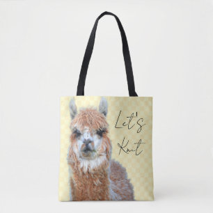 Llama Lets Knit Tote Bag