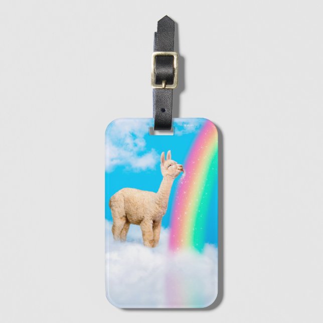 Llama Licking Rainbow Luggage Tag (Front Vertical)