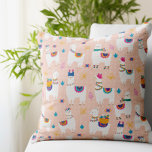 Llama Llama Cute Llama Pattern on Pink Cushion<br><div class="desc">Llama Llama Cute Llama Pattern Pillow - Llamas have a reputation for being very social and intelligent animals. You'll stand out from the herd with this eye catching Llama pattern pillow. Style up your living space or entertaining area. An awesome housewarming or anytime of the year gift idea for that...</div>