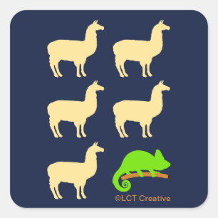Llama Llama Llama Llama Llama Chameleon Square Sticker