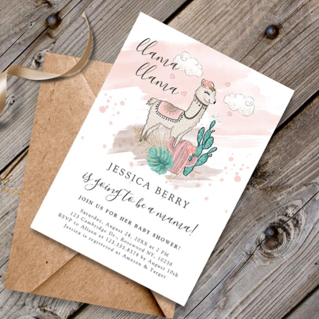 Llama Lllama Baby Mama Baby Shower Invitation (Creator Uploaded)