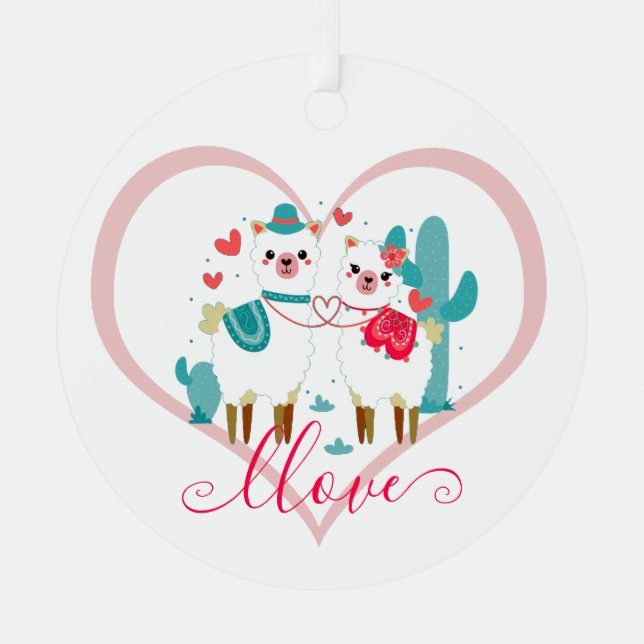 Llama Llove  Metal Tree Decoration (Front)