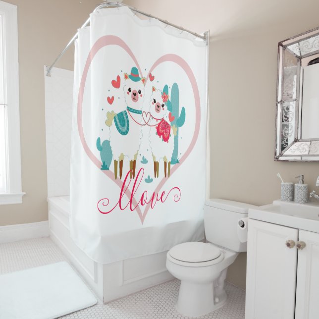 Llama Llove  Shower Curtain (In Situ)
