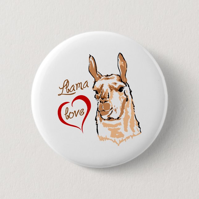 LLAMA LOVE 6 CM ROUND BADGE (Front)