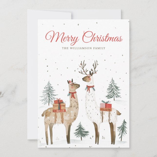 Llama Love Christmas Holiday Card (Front)