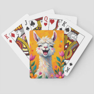 Llama Love in Bloom Playing Cards