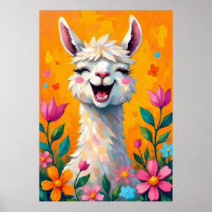 Llama Love in Bloom Poster