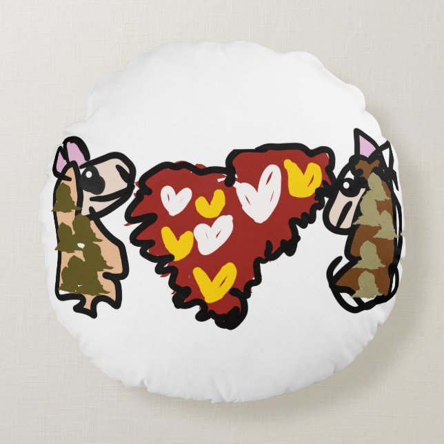 Llama love valentine  round cushion (Front)