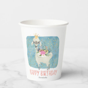 Llama Love Watercolor Cute Fun Adorable Birthday  Paper Cups