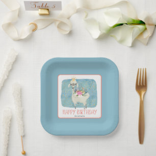 Llama Love Watercolor Cute Fun Birthday Party  Paper Plate