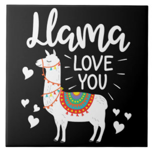 Llama Love You Gifts for Him Her Alpaca Valentine Tile