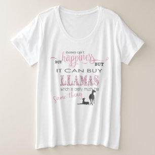 LLAMA LOVER Money Can't Buy Happiness Plus Size T-Shirt