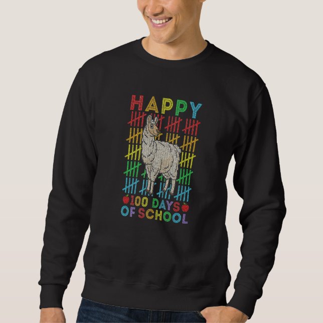 Llama Lovers Teacher Student Happy 100 Days of Sch Sweatshirt (Front)