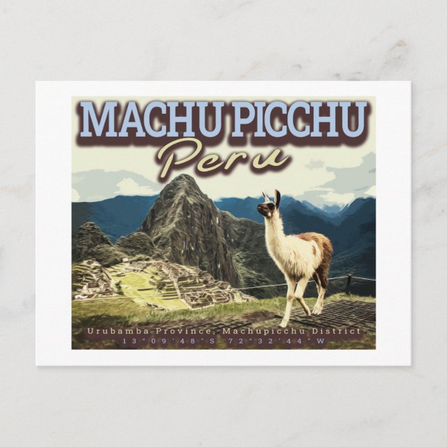 LLAMA - MACHU PICCHU PERU POSTCARD (Front)