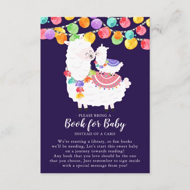 Llama Mama Baby Shower Book for Baby Card (Front)