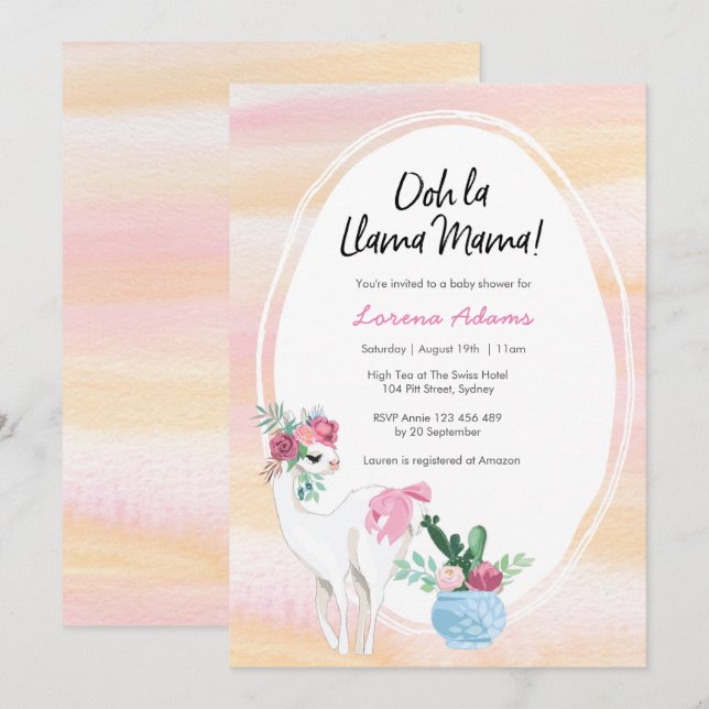 Llama Mama Baby Shower invitation (Front/Back)