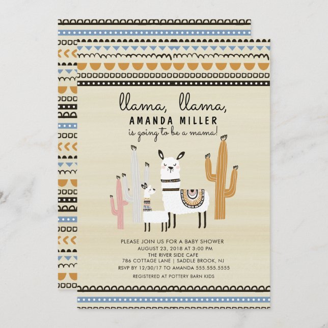 Llama Mama Baby Shower Invitation (Front/Back)