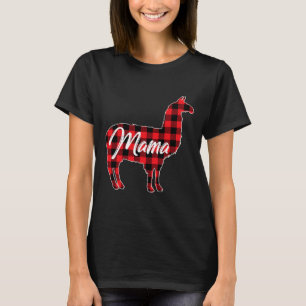 Llama Mama Christmas Red Plaid Matching Family Paj T-Shirt