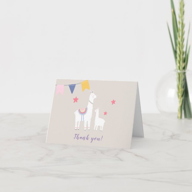 Llama Mama Cute Baby Shower Thank You Card (Front)