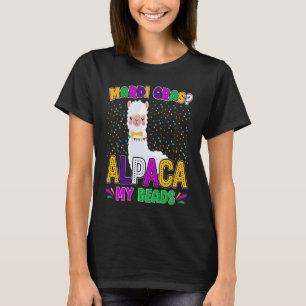Llama Mardi Gras Alpaca My Beads New Orleans Carni T-Shirt