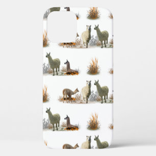 Llama Meadow iPhone 12 Case (choose colour)