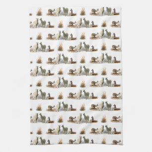 Llama Meadow Kitchen Towel (choose colour)