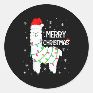 Llama Merry Christmas Kids Funny Llama Christmas L Classic Round Sticker