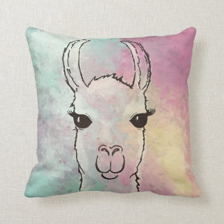 Llama Mixed Media Painting Pillow