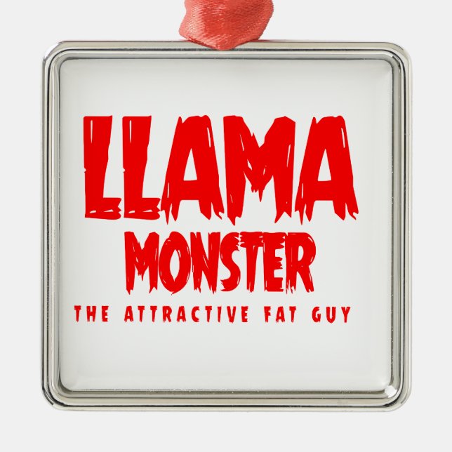 Llama Monster Red Logo Metal Tree Decoration (Front)