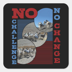 Llama - No Challenge No Change Hiking Square Sticker