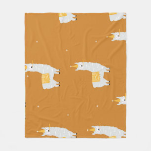 Llama, orange background: birthday pattern. fleece blanket