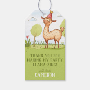 Llama outdoor kid’s birthday celebration  gift tags