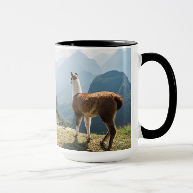 Llama Overlooking Ruins | Machu Picchu, Peru Mug (Right)