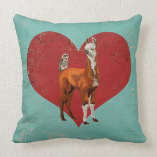 LLAMA & OWL HEART PILLOW