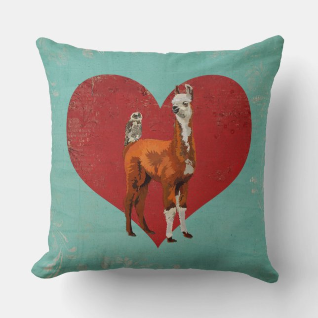 LLAMA & OWL HEART PILLOW (Front)