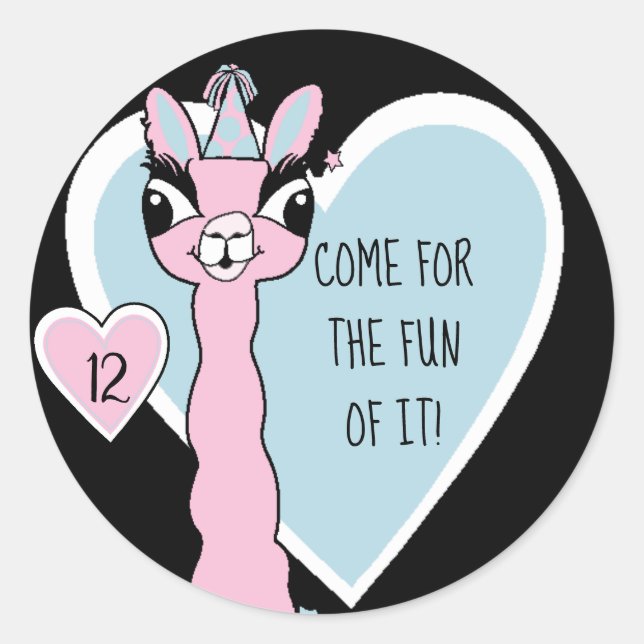 Llama Pajama Pink Girls Slumber Party Classic Round Sticker (Front)