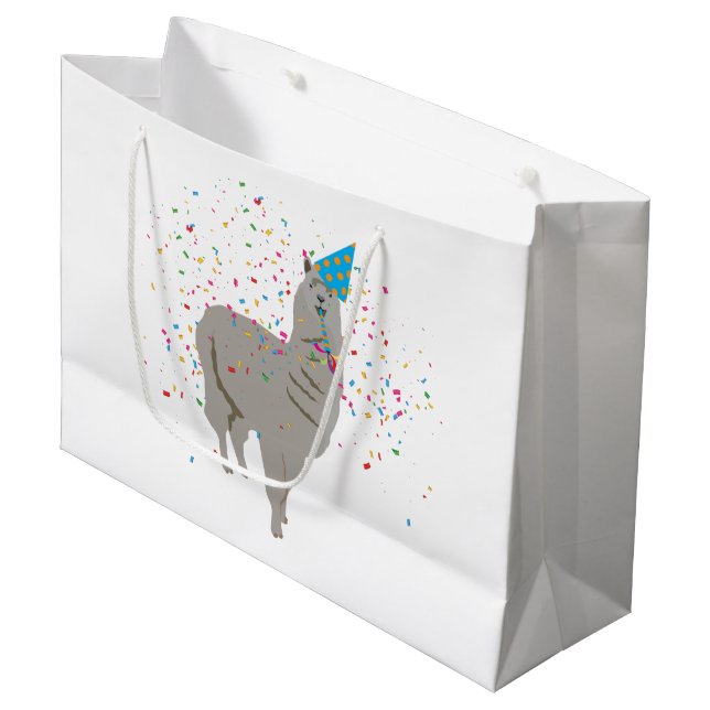 Llama Partying - Animals Having a Party Large Gift Bag (Front Angled)