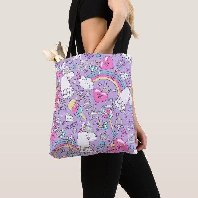Llama pattern 1 tote bag (Close Up)