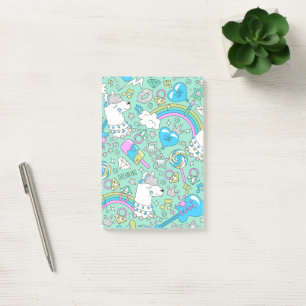 llama pattern 2 post-it notes
