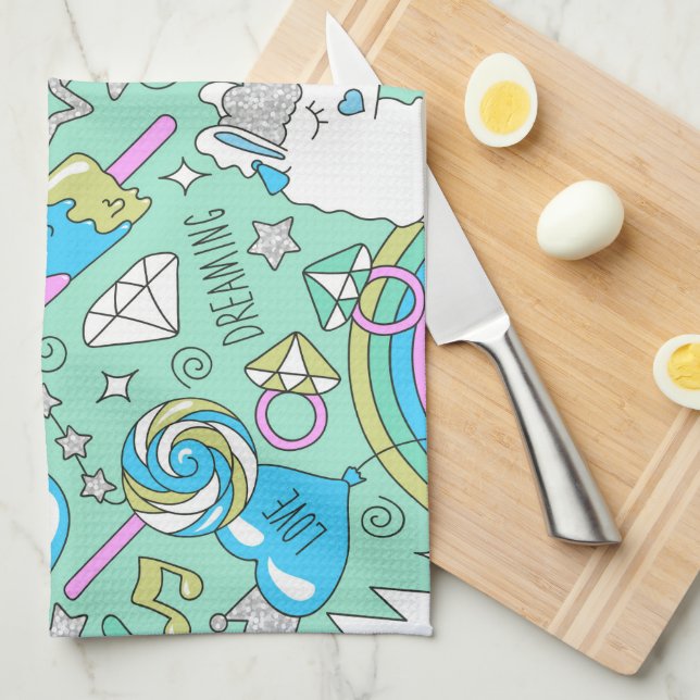 llama pattern 2 tea towel (Quarter Fold)