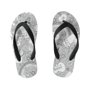 llama pattern 4 kid's jandals