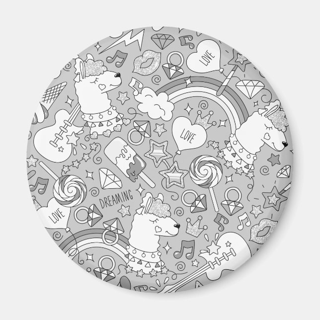 llama pattern 4 magnet (Front)