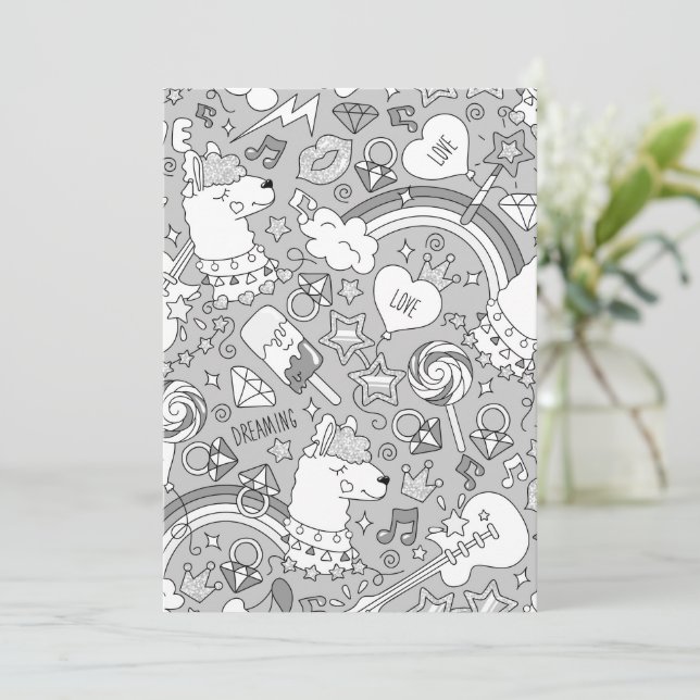 llama pattern 4 thank you card (Standing Front)