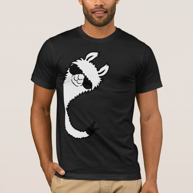 Llama Peace Sign Sunglasses Side View Victory Cool T-Shirt (Front)