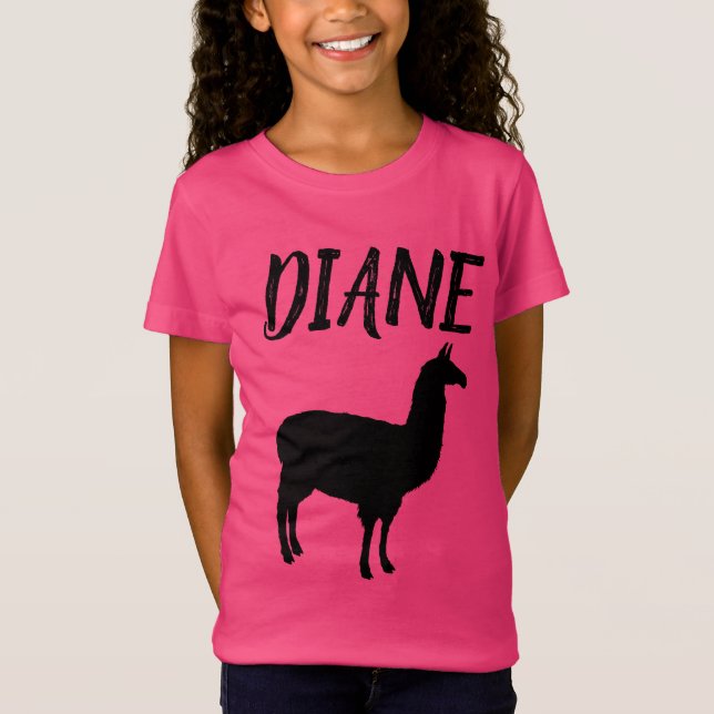 LLAMA PERSONALIZED GIRLS pink T-Shirts (Front)